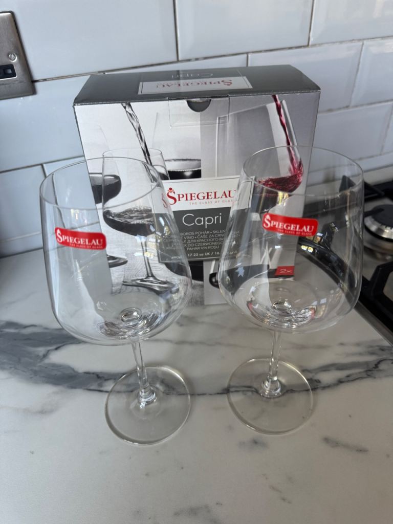 BRAND NEW BOX OF TWO SPIEGELAU RED WINE GLASSES