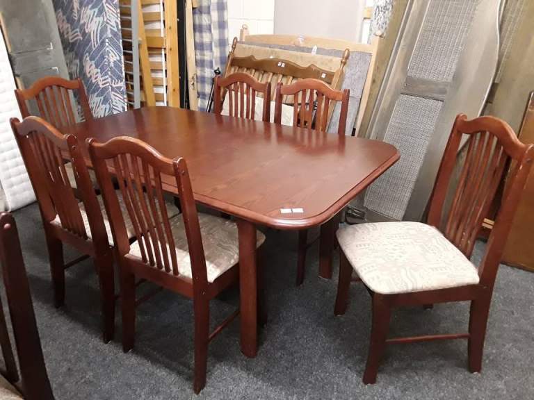 Vintage extending dining table 6 chairs Low Cost Moves 2nd Hand Furniture STALYBRIDGE SK15 3DN