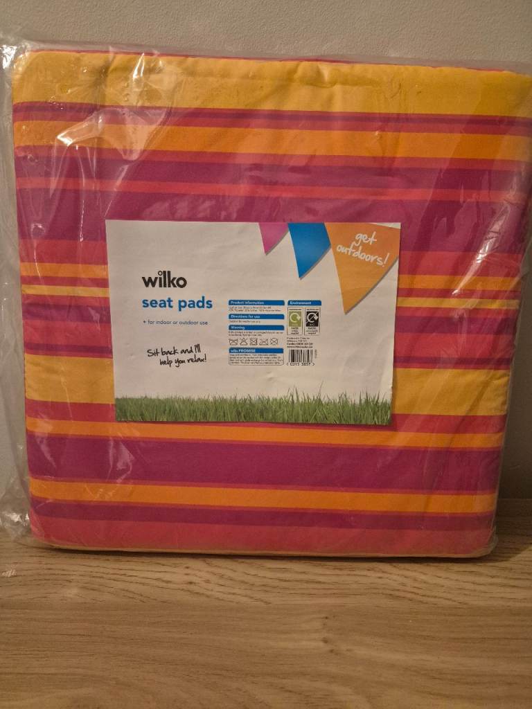 Pack 2 Striped Seat Pads for garden furniture