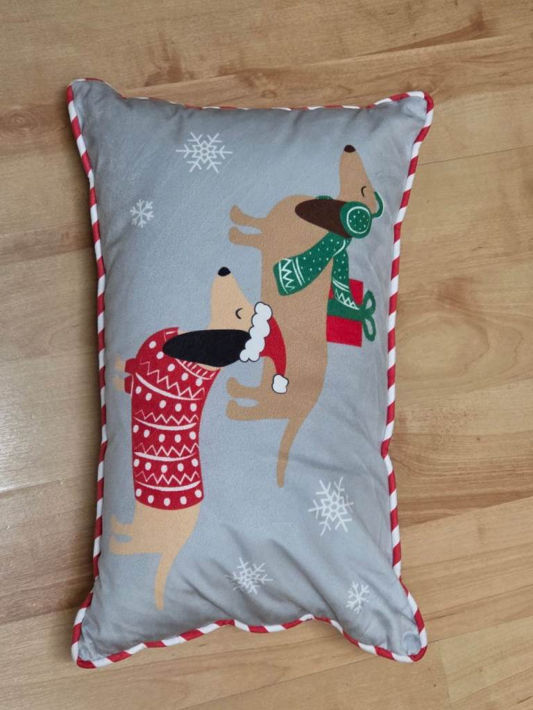 Christmas dogs cushion