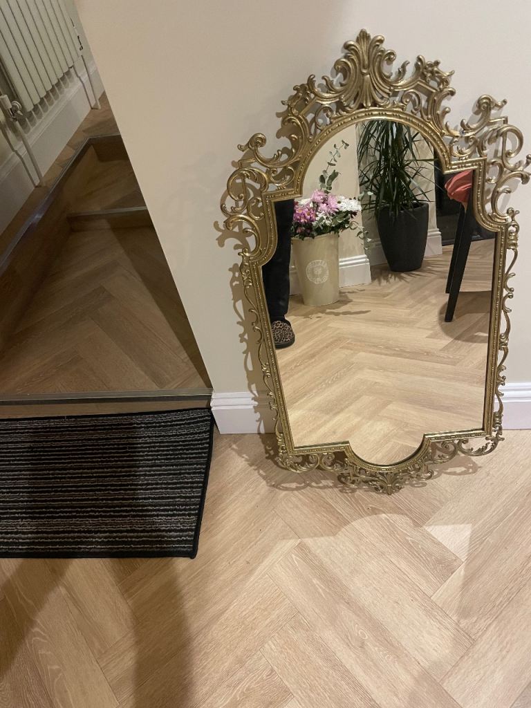 Antique brass mirror