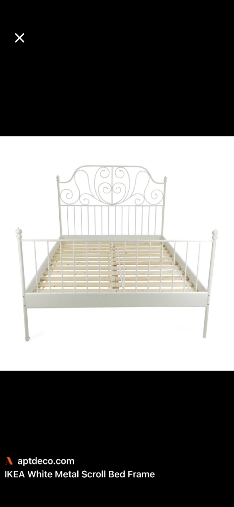 IKEA white metal bed frame (king size) 