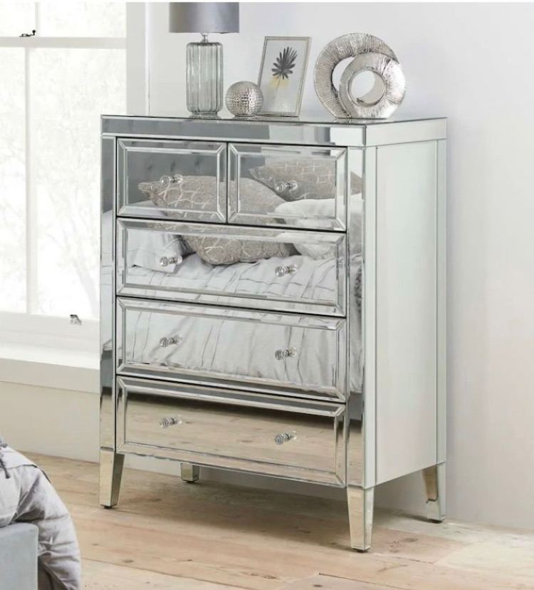 Next mirrored 5 drawer chest new.