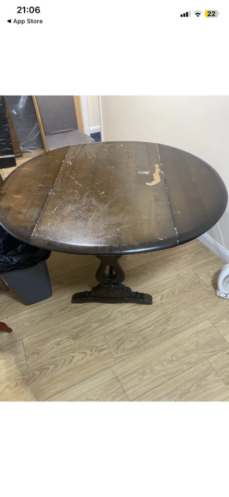Round Drop leaf wooden table 