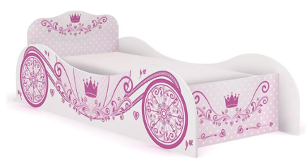 Princess Carriage Single Bed Frame, White/Pink 