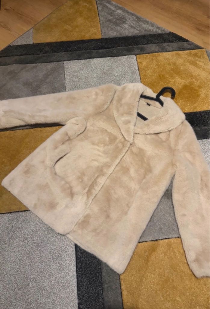 SHEIN sold out cream faux fur jacket BNW