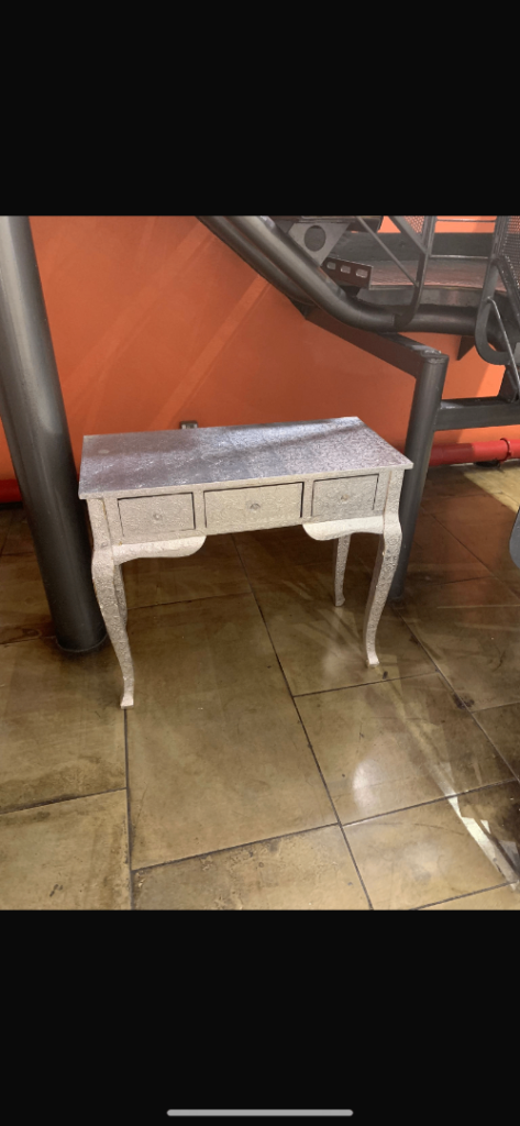 Silver Mirrored Dressing Table / Desk with 3 Drawers – Good Condition