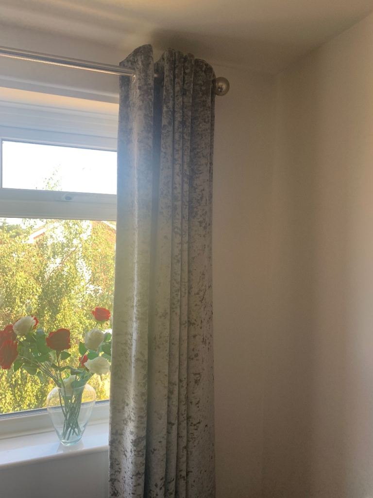 NEXT Grey Velvet Curtains with Eyelets – Good Condition