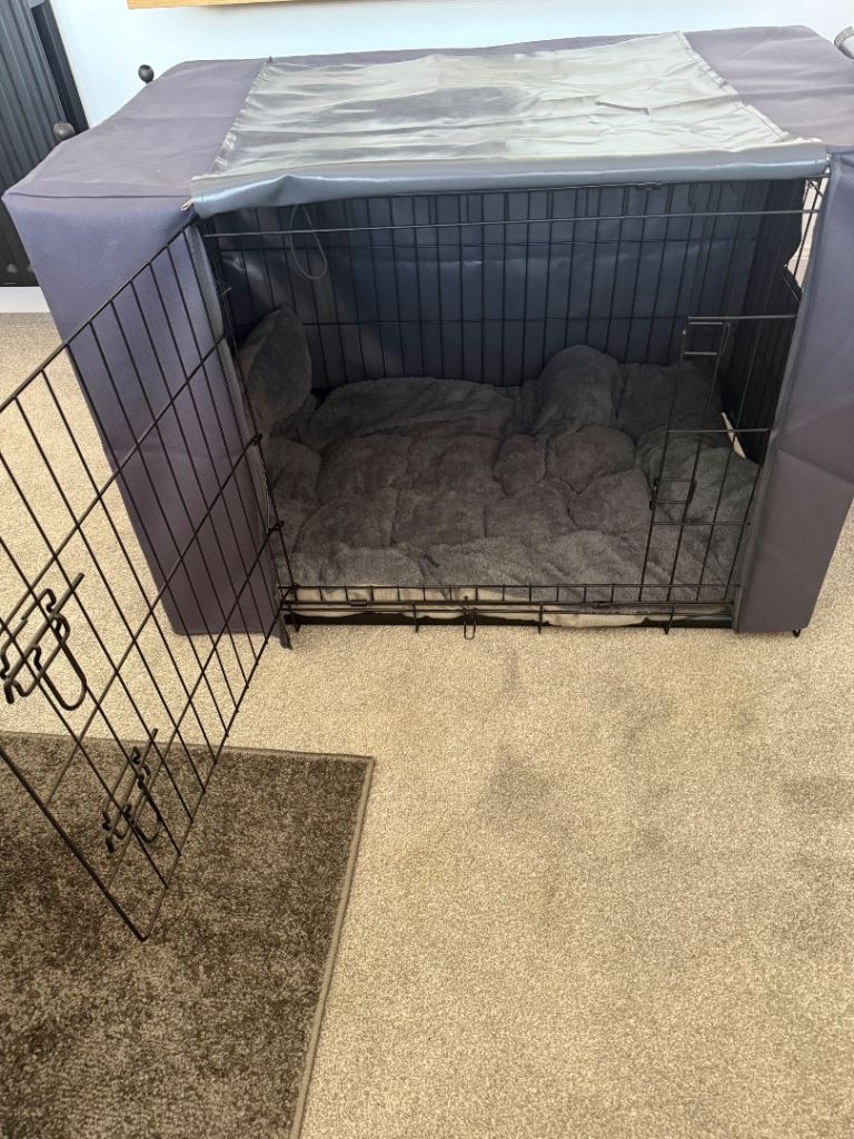 36” Cozy Pet Dog Crate + PVC Coated Cover – Excellent Condition