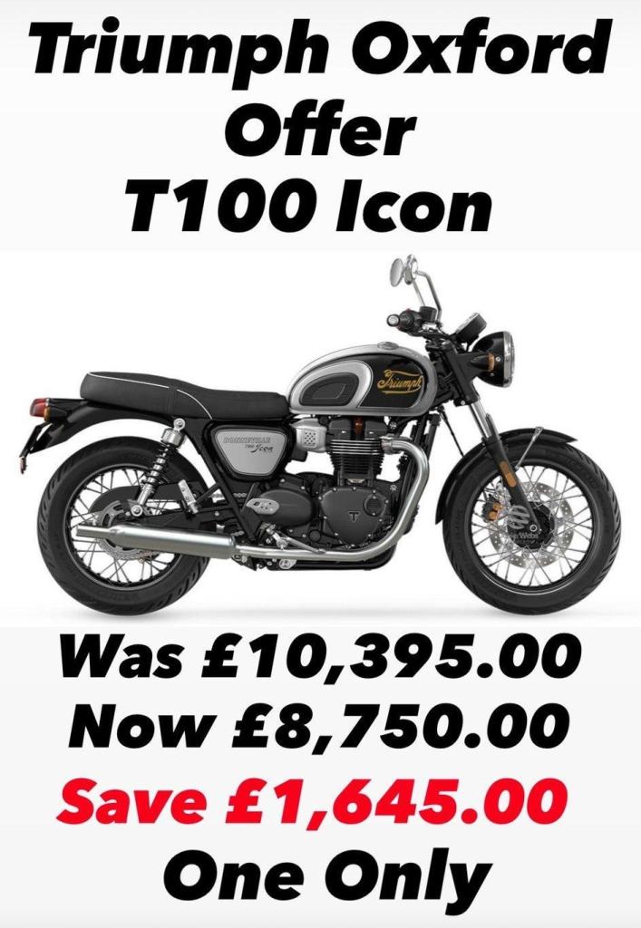 New Unregistered Triumph T100 Icon Edition Motorcycle DEAL SAVE 1,645.00