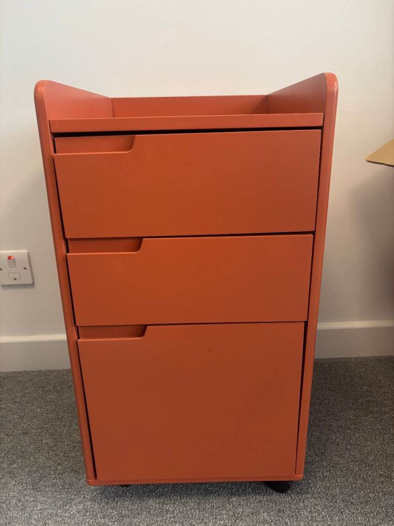 Orange/Terracota 3-Drawer Storage Unit – Good Condition