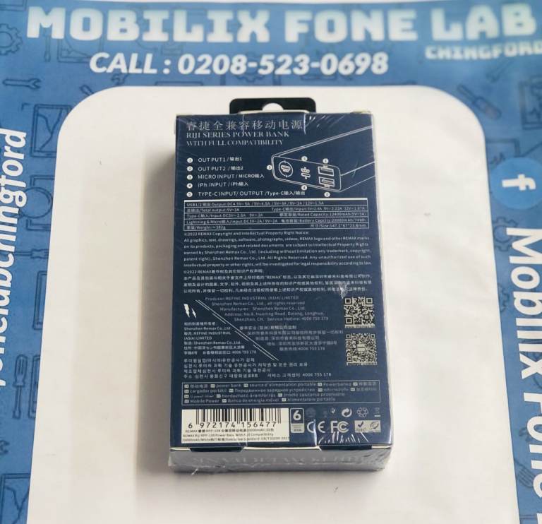 REMAX RPP-108 Fast Portable Charger 20000mAh Power Bank Compatible with iOS & Android