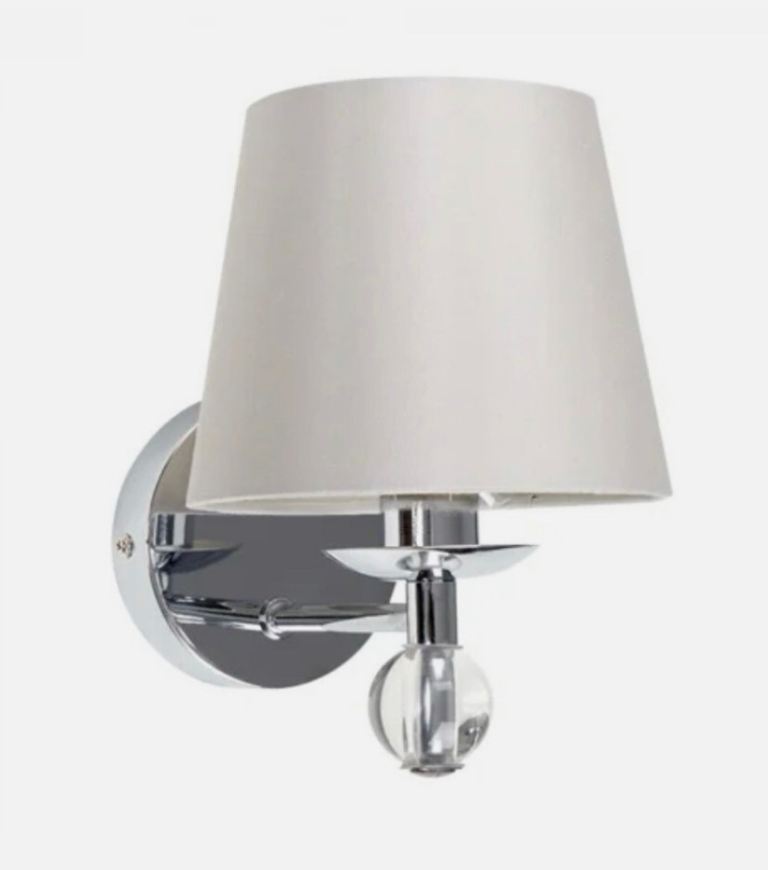 Reading Light Bryantt K9 Crystal Wall Light Chrome Grey Shade MiniSun Modern