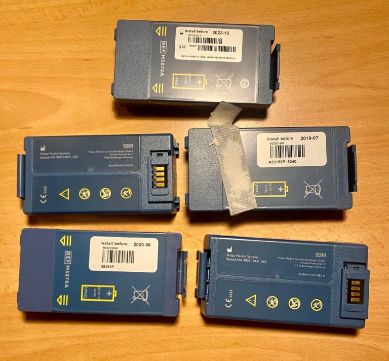 FREE: Five used defibrillator batteries