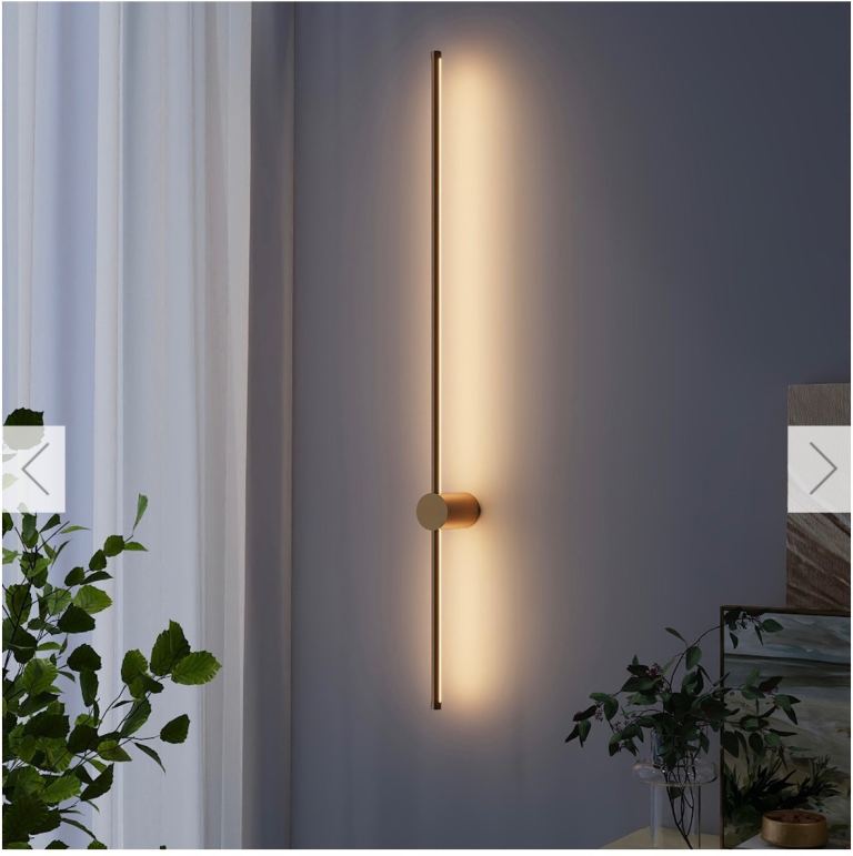Led gold wall light
