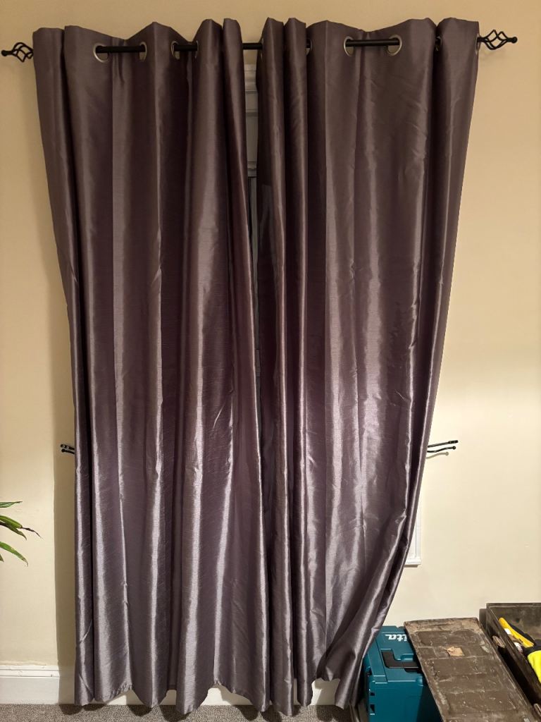 image for 2x sets of metallic grey curtains