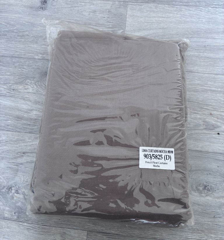 image for Brand New Pencil Pleat Curtains – Mocha 90x90