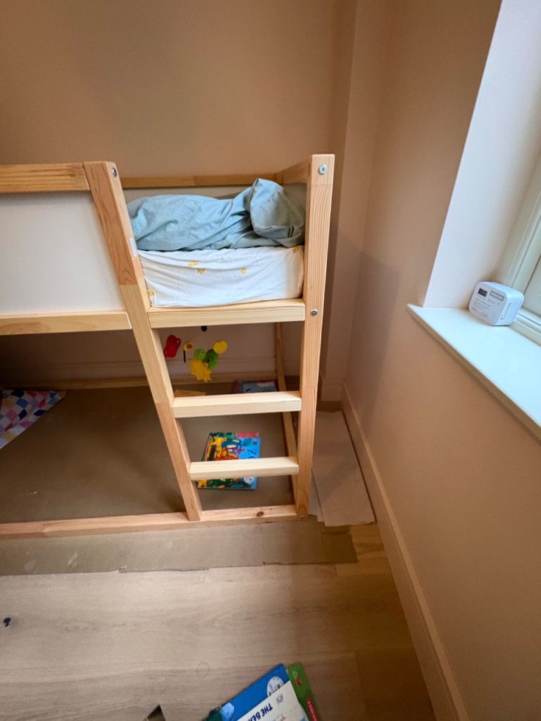 IKEA KURA Reversible Bed; little green sheep junior mattress; floor cushion