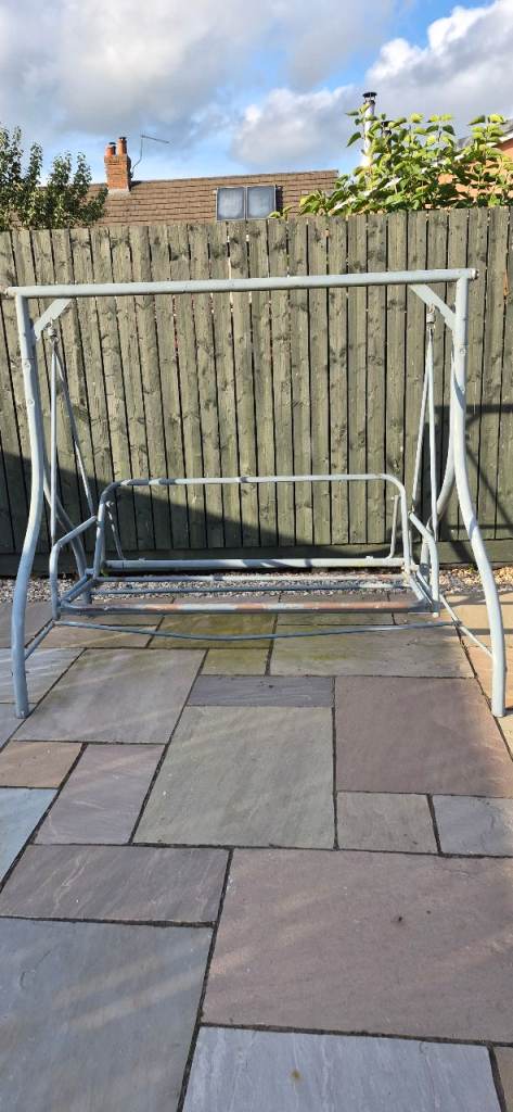 Garden Swing Seat Frame - Grey Metal, Good Condition