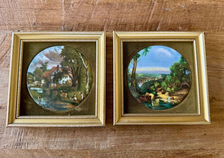2 Genuine Staffordshire Ceramic framed pictures