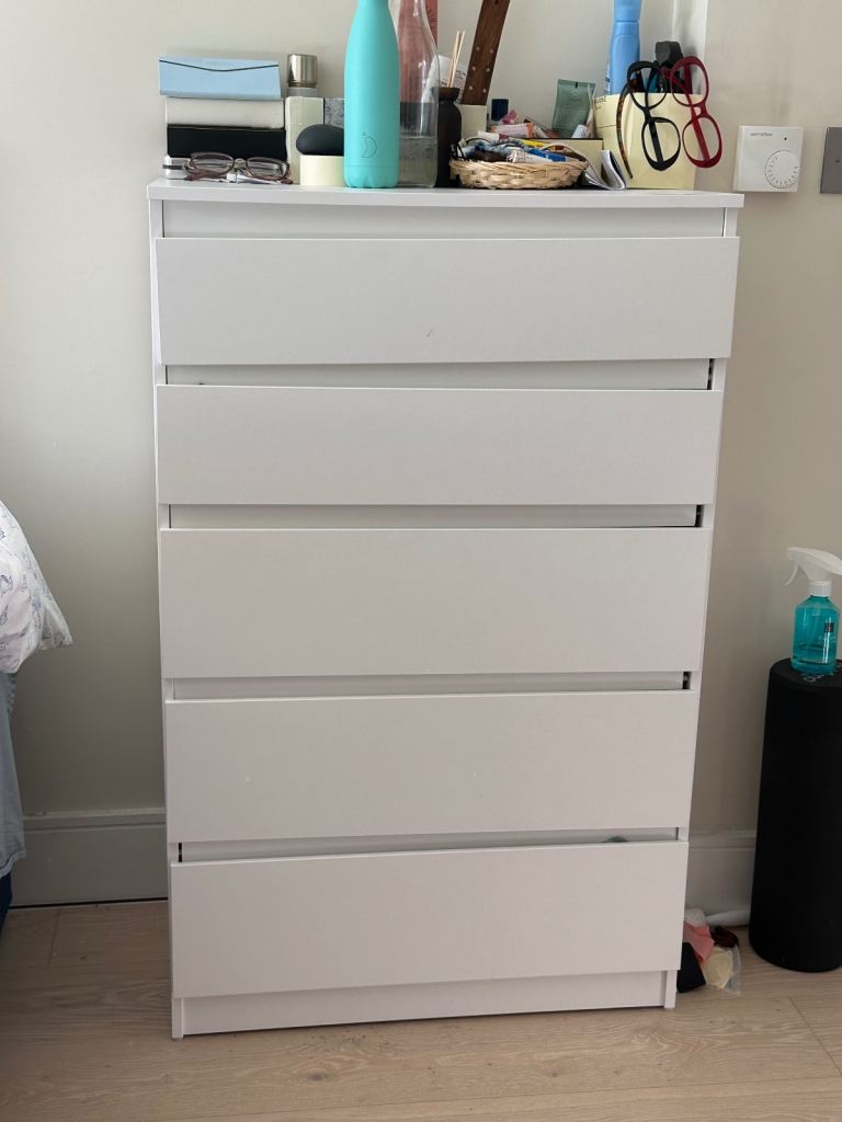 IKEA White 5-Drawer Chest – Clean & Spacious Storage