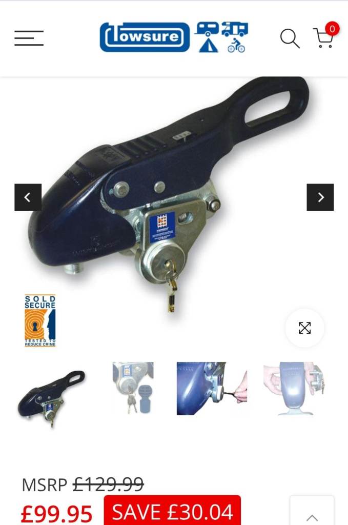 SH5414 Stronghold Hitch lock Winterhoff WS3000 Caravan Trailer Maypole