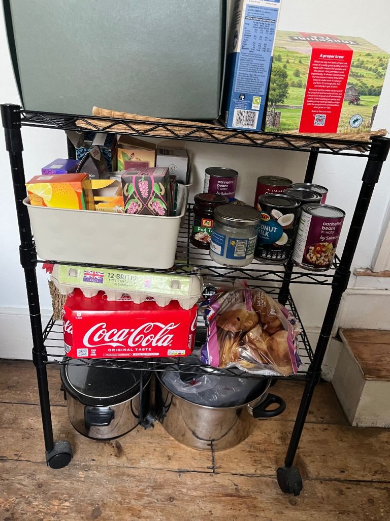 Black Metal Storage Trolley with Wheels – Good Condition