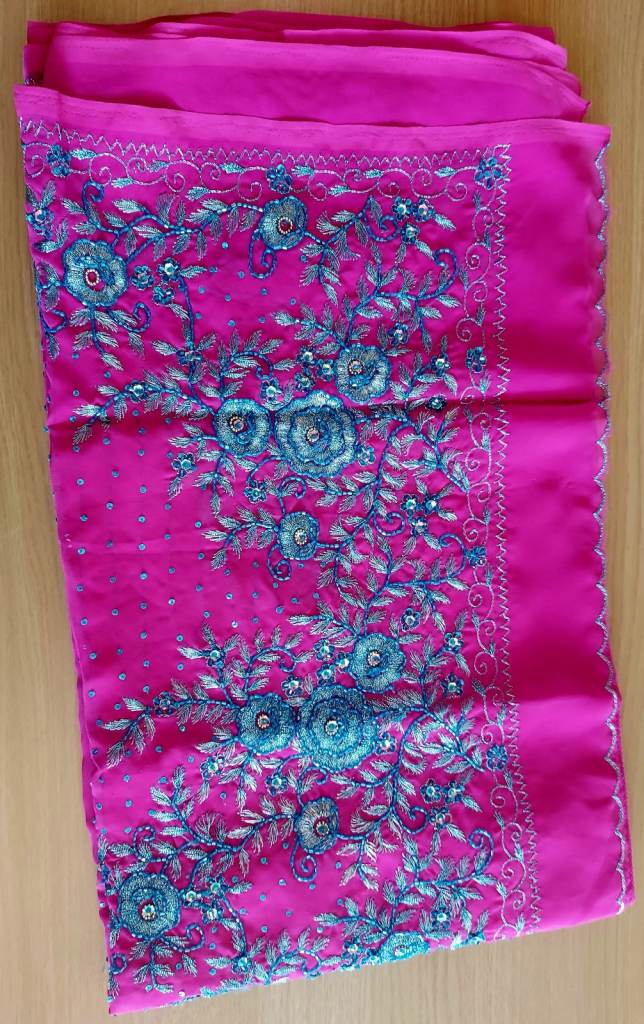 Pink/Sea blue Saree