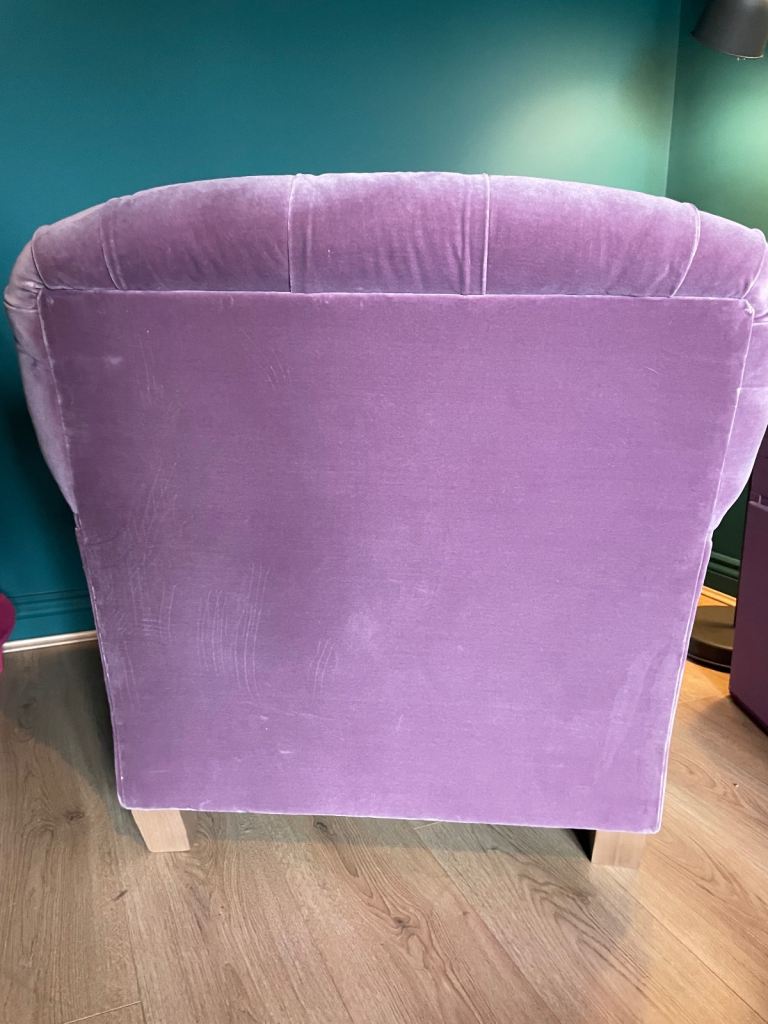 Tetrad Duffel Armchair in Lilac Velvet
