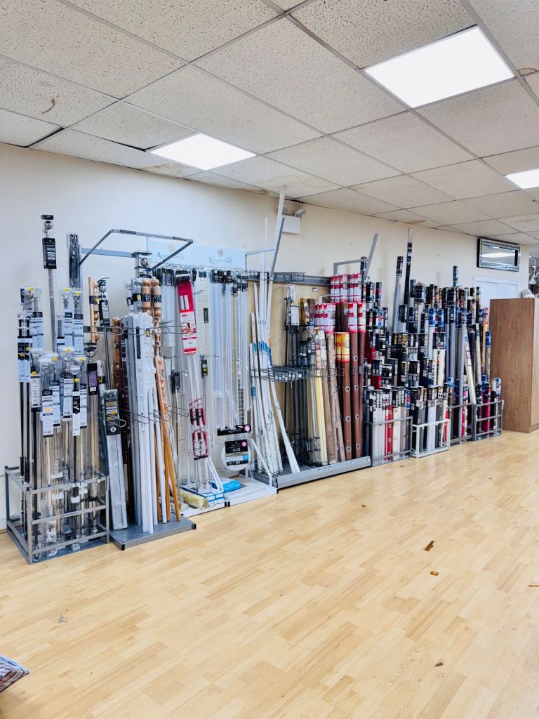 Blinds and Curtain Rails Poles various sizes colors price ranges from £8 to £70