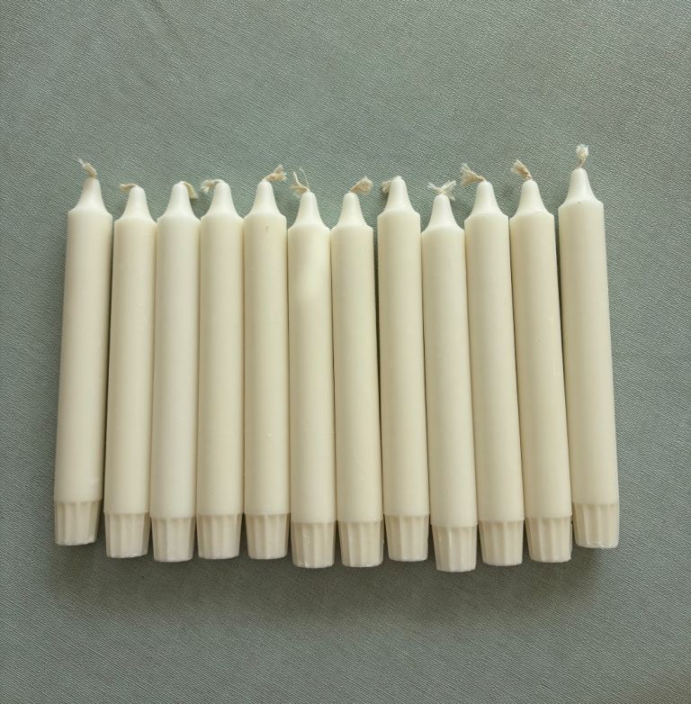 Set of 12 New White Dinner Candles
