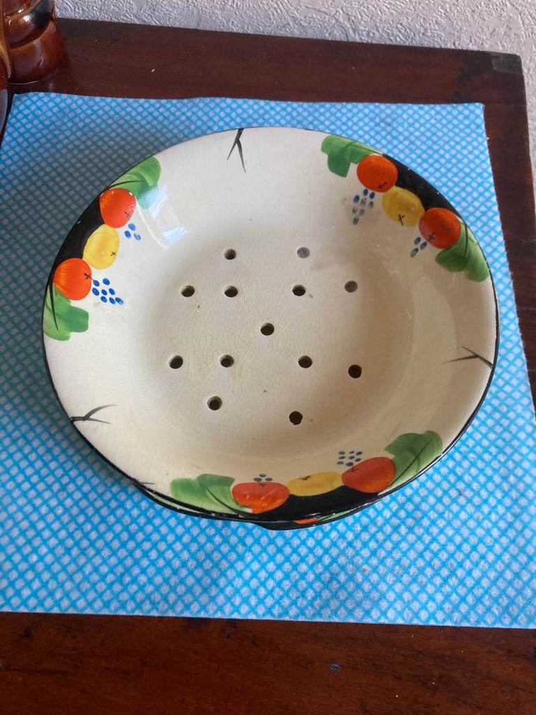 Antique Morely Fox hand painted Colander Strainer w/ Under Plate reasonable offers accepted