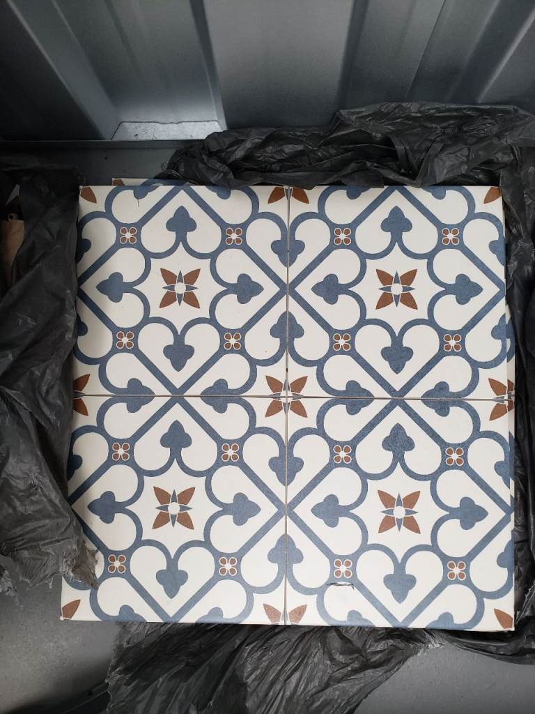 Blue Patterned Floor Tiles - 45x45