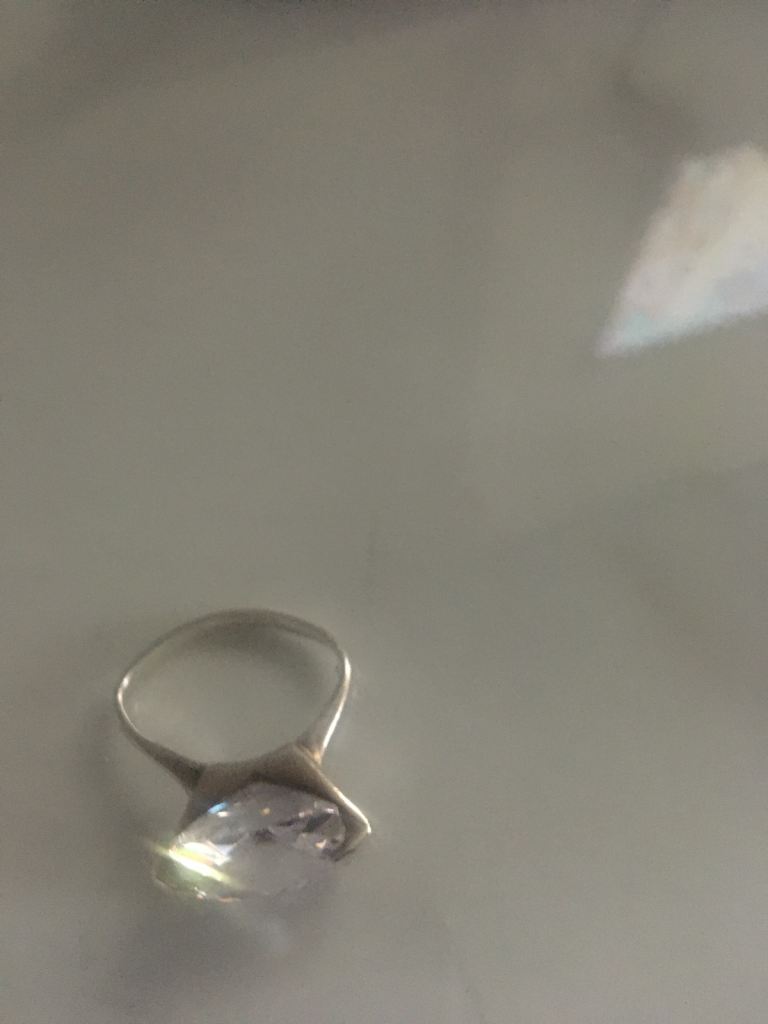 Silver 9:25 large cubic stone