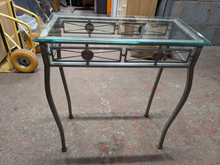 Metal & Glass Console Table – Good Condition