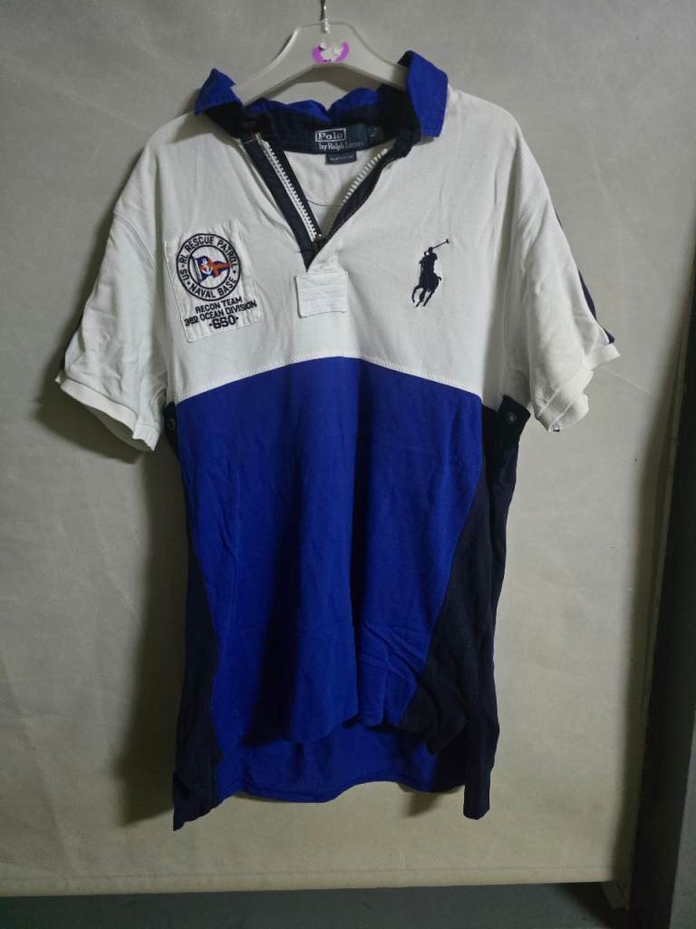 Polo Ralph Lauren Rugby Shirt – Custom Fit – Blue & White