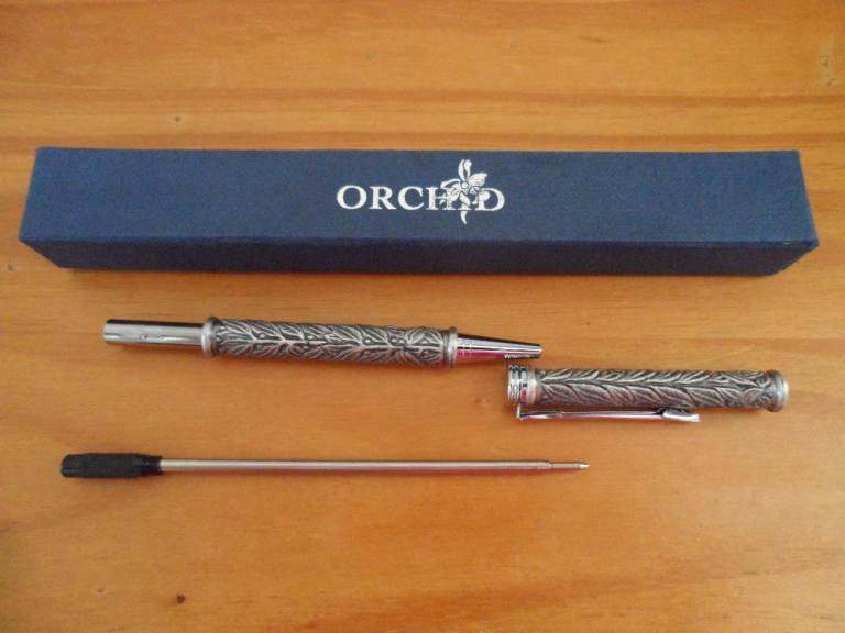 ORCHID PEWTER BALLPOINT PEN - blue ink