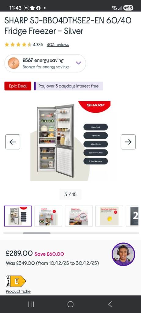 Sharp fridge freezer 