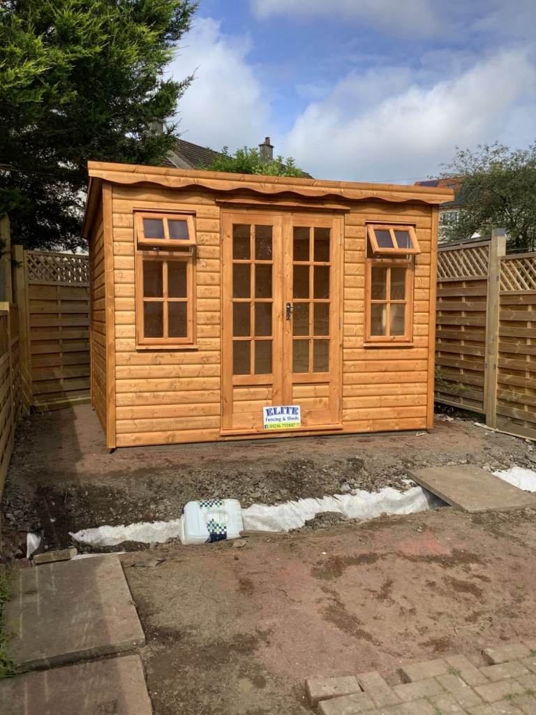 10x8 pent Summerhouse 20mm Log SUPPLIED & FITTED FOR YOU 