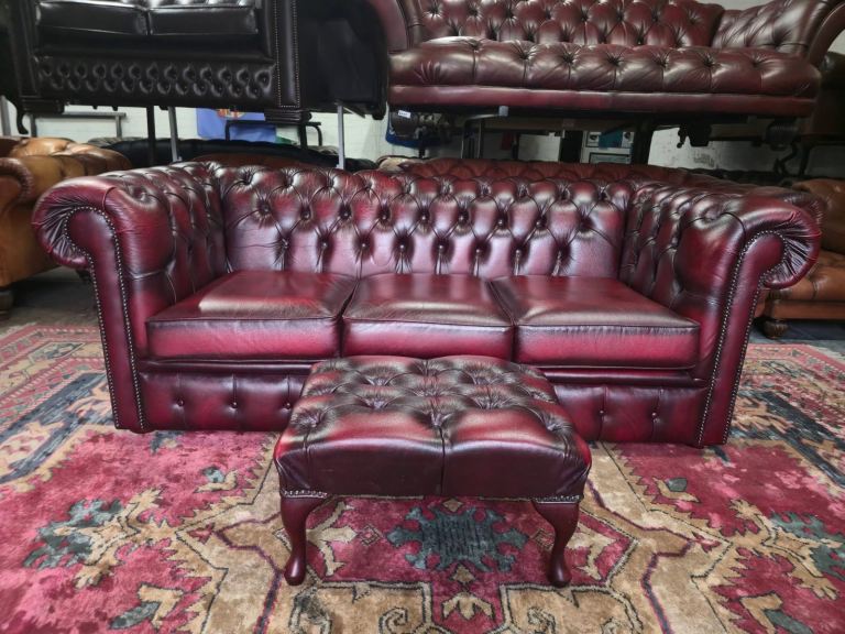 Oxblood Red Chesterfield 3 Seater Sofa £595 Footstool £125