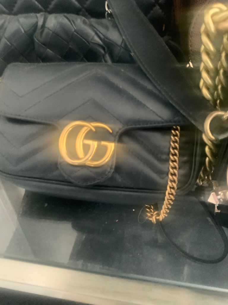 Authentic Gucci GG Marmont Small Matelassé Shoulder Bag – Black