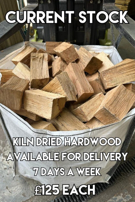 LOGS! BULK BAG KILN DRY HARDWOOD LOGS READY TO BURN FIREWOOD £125 FREE LOCAL DELIVERY ATHERTON