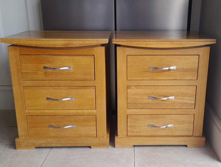 Solid oak bedside tablesx2