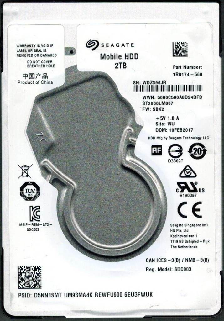 Seagate Mobile HDD 2TB Hard Drive - Good Condition