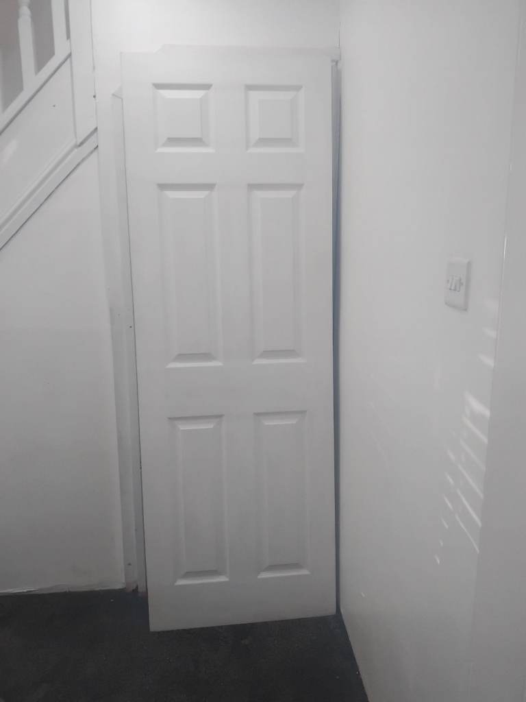 SOLID CORE INTERNAL DOOR 6 PANEL 1981MM 686MM 35MM B AND Q NEW WOOD GRAIN WHITE NEW