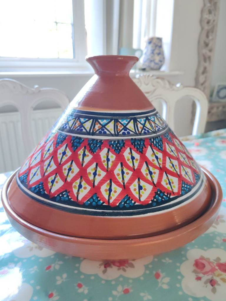Ceramic Moroccan Tagine – Large, Unused & Hand-Painted