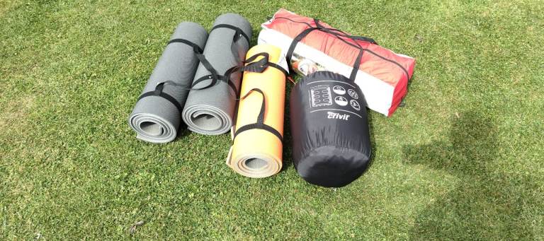 Festival Tent Pack, 3 person tent, 3 mats, 2 person sleeping bag