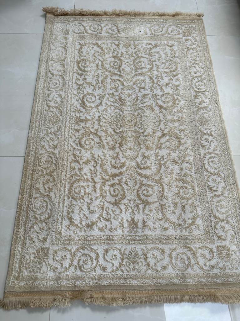 Elegant Cream & Gold Patterned Persian Rug – Subtle Luxury for Any Room