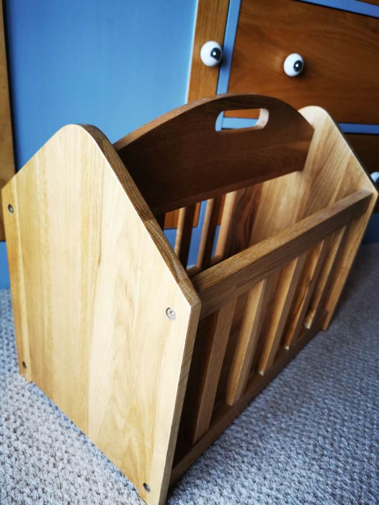 Large Solid oak magazine rack unit storage solutions 