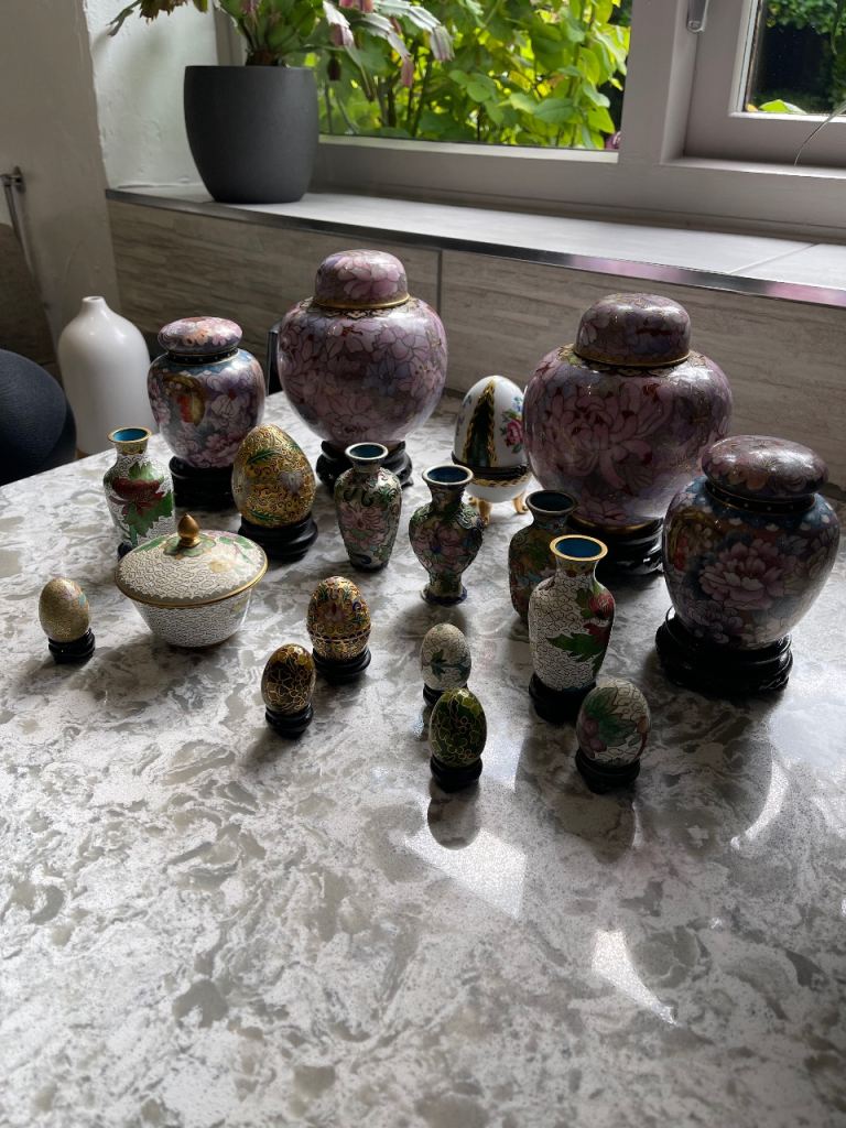 Sets of Cloisonné vases and ginger jars